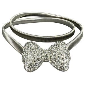 Vintage Serpentine Stretch Belt with Rhinestone Bow Tie Buckle